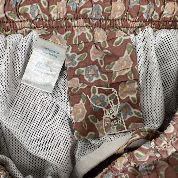 Katin Size‎ M Floral Volley Swim Trunks Tan Drawstring Shorts Lined Beach Surf - Picture 7 of 10